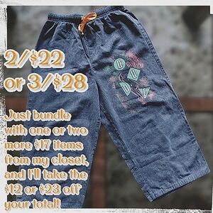 Vtg kid's lightweight drawstring summer pants